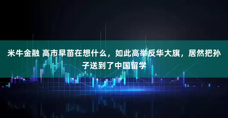 米牛金融 高市早苗在想什么，如此高举反华大旗，居然把孙子送到了中国留学